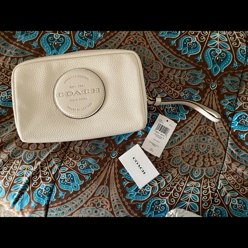 Brand new white coach make up bag